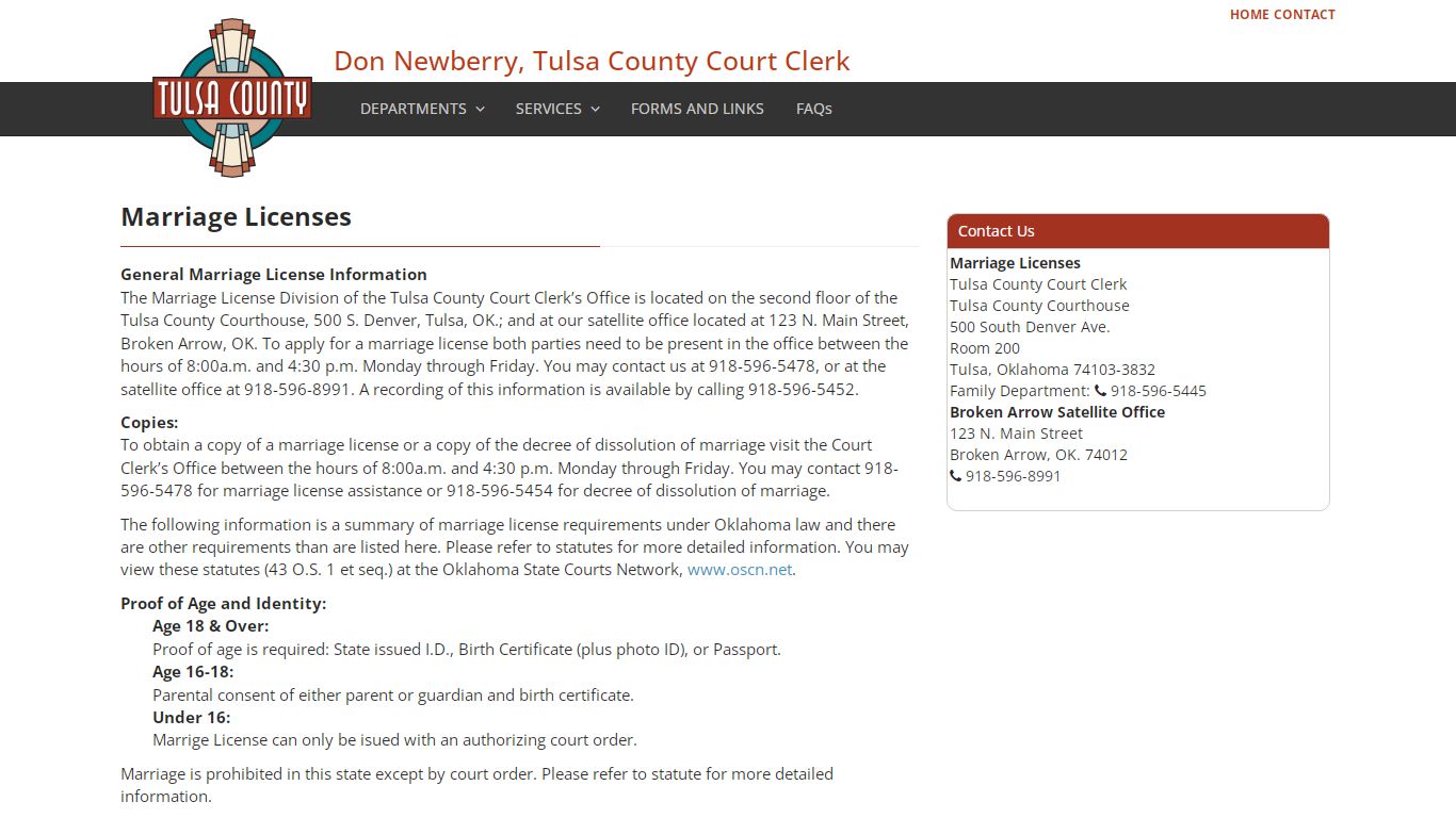 Marriage Licenses - Tulsa County, Oklahoma