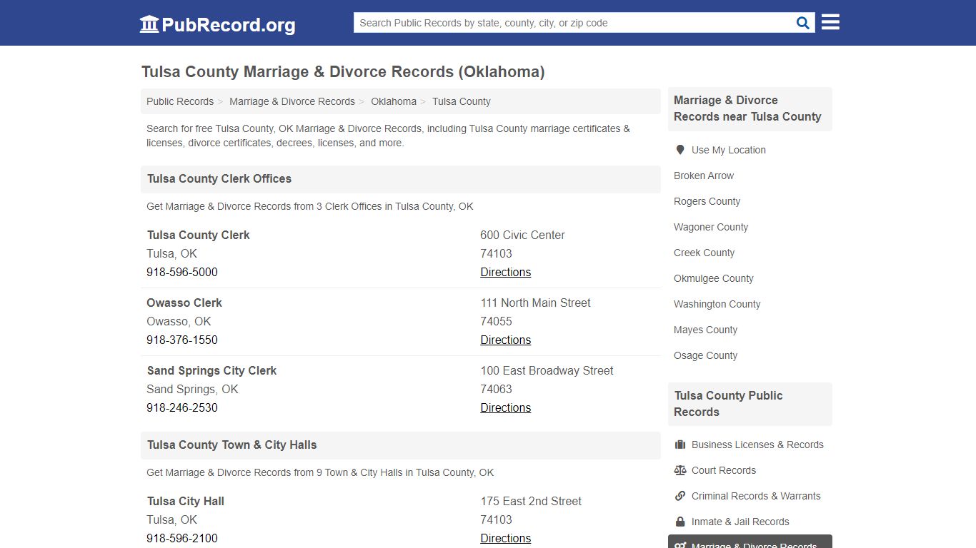 Tulsa County Marriage & Divorce Records (Oklahoma)